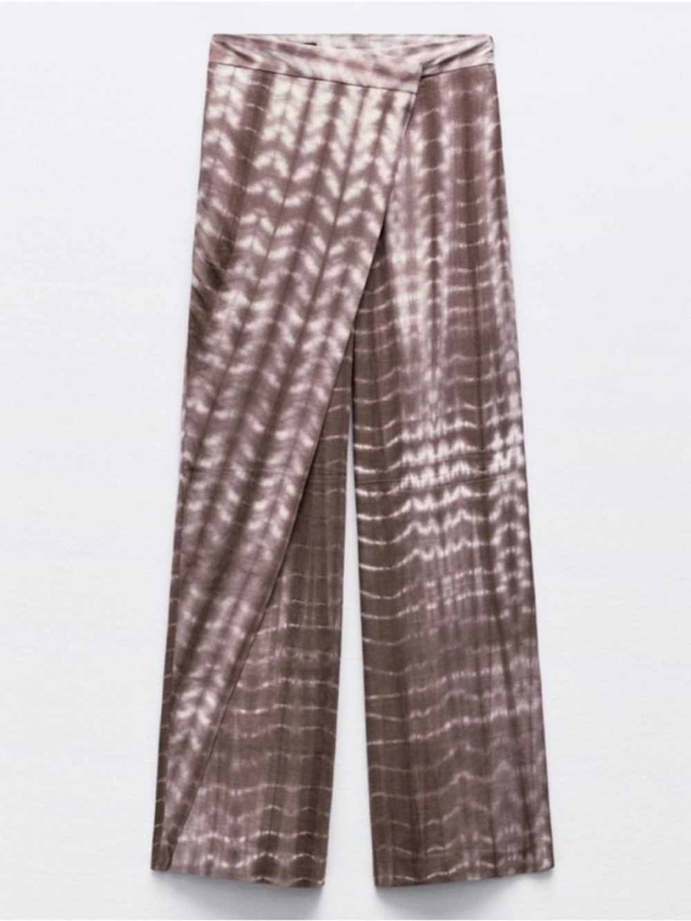 Zara Brown Tie-Dye Wrap Wide Leg Trousers NWT Size XL